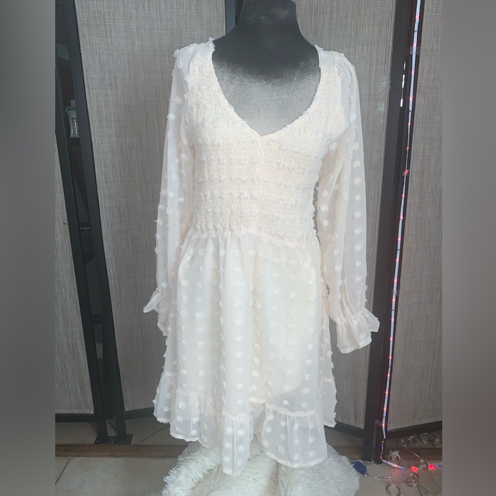 BTFBM off white Chiffon swing dress